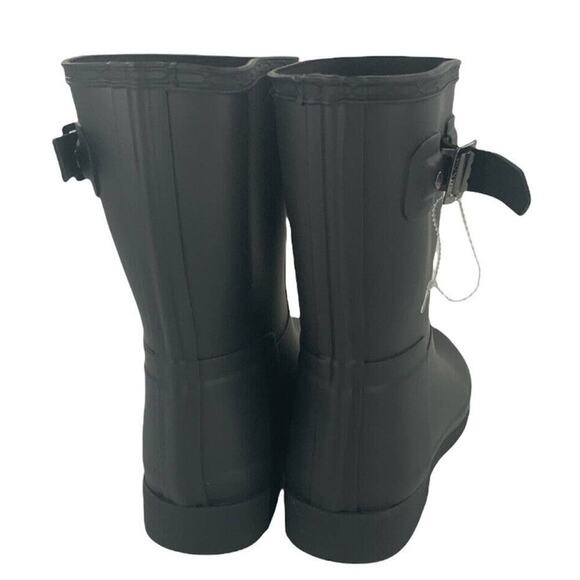 Hunter Original Refined Short Buckle Pull On Black Women's Rain Boots 11 New - Picture 6 of 9